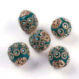5pcs 20mm Beads with Metal Findings Round For DIY Jewelry Making