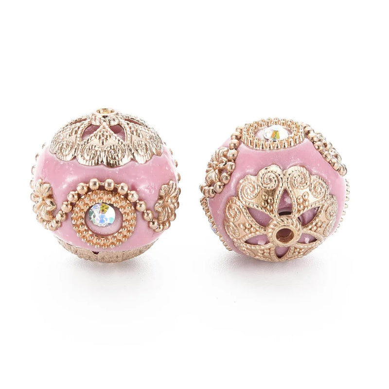 5pcs 20mm Beads with Metal Findings Round For DIY Jewelry Making
