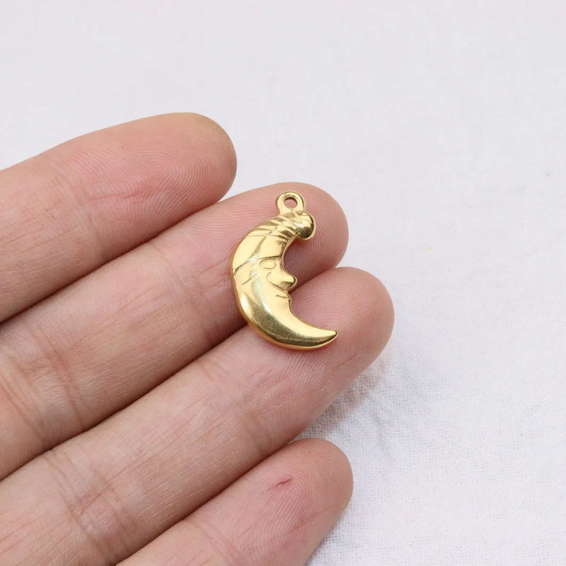 5pcs Stainless Steel High Moon Charms Pendant DIY Jewelry Unfading