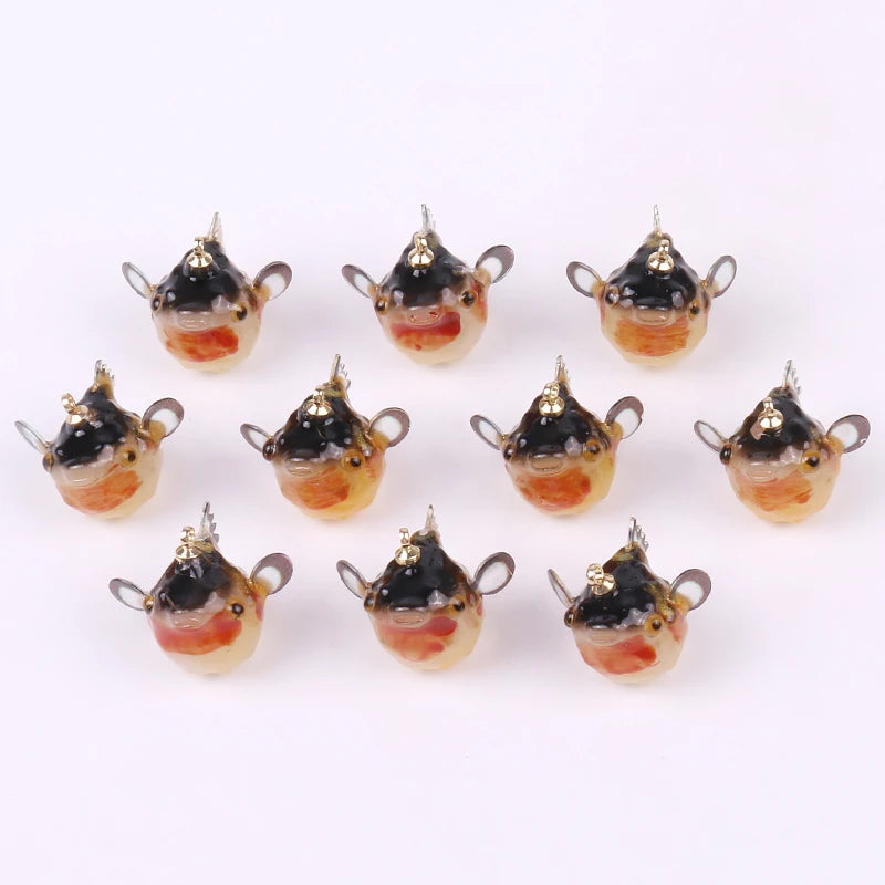 5pcs Puffer Fish Pendant Charms for Jewelry Making DIY