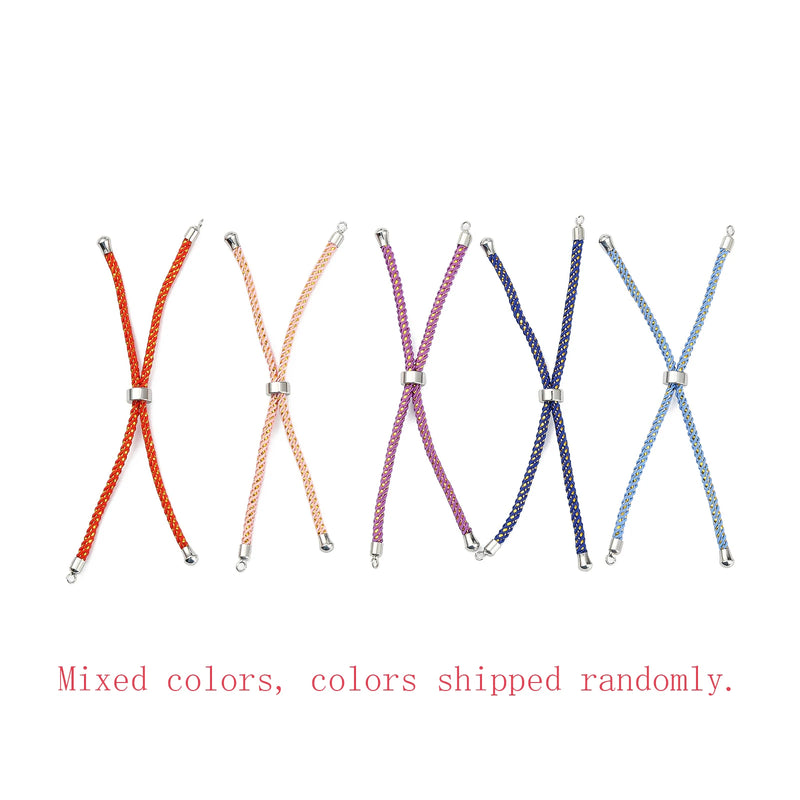 5pcs Adjustable Nylon Cord Brass Slider Bracelet Jewelry Making
