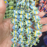 5pcs Hand Painted Striped flatfish Ceramic Beads DIY Loose Spacer Fish Bead