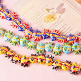 5pcs Hand Painted Striped flatfish Ceramic Beads DIY Loose Spacer Fish Bead