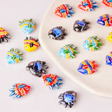 5pcs Hand Painted Striped flatfish Ceramic Beads DIY Loose Spacer Fish Bead