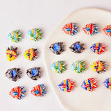 5pcs Hand Painted Striped flatfish Ceramic Beads DIY Loose Spacer Fish Bead