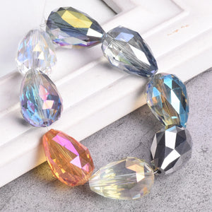 5pcs 24x17mm Teardrop Faceted Glass Charms Beads for Jewelry Making