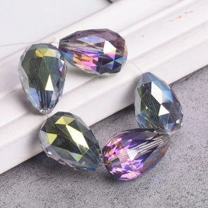 5pcs 24x17mm Teardrop Faceted Glass Charms Beads for Jewelry Making