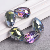 5pcs 24x17mm Teardrop Faceted Glass Charms Beads for Jewelry Making