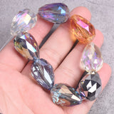 5pcs 24x17mm Teardrop Faceted Glass Charms Beads for Jewelry Making