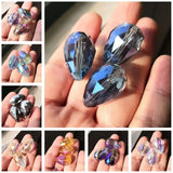 5pcs 24x17mm Teardrop Faceted Glass Charms Beads for Jewelry Making