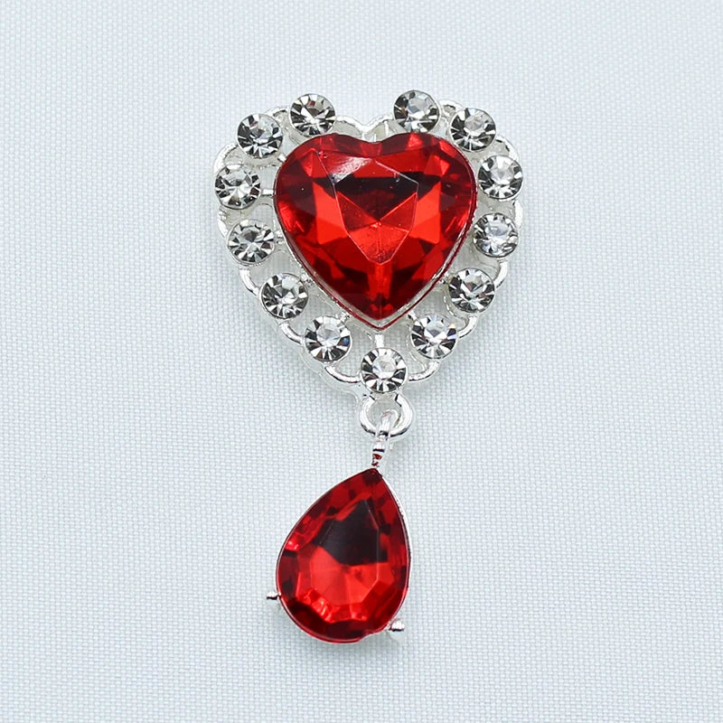 5pcs 25X45MM Metal Peach Heart Brooch Pendant Red Wine Box Wedding DIY Jewelry