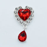 5pcs 25X45MM Metal Peach Heart Brooch Pendant Red Wine Box Wedding DIY Jewelry