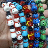 5pcs 25mm Snowman Lampwork Beads for DIY Jewelry Making