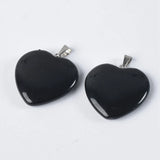 5pcs 25mm Heart Shape Natural Stone Pendants for Jewelry Making DIY Crafts