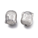5pcs Stainless Steel Buddha Head Beads for Jewelry Making