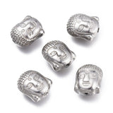 5pcs Stainless Steel Buddha Head Beads for Jewelry Making