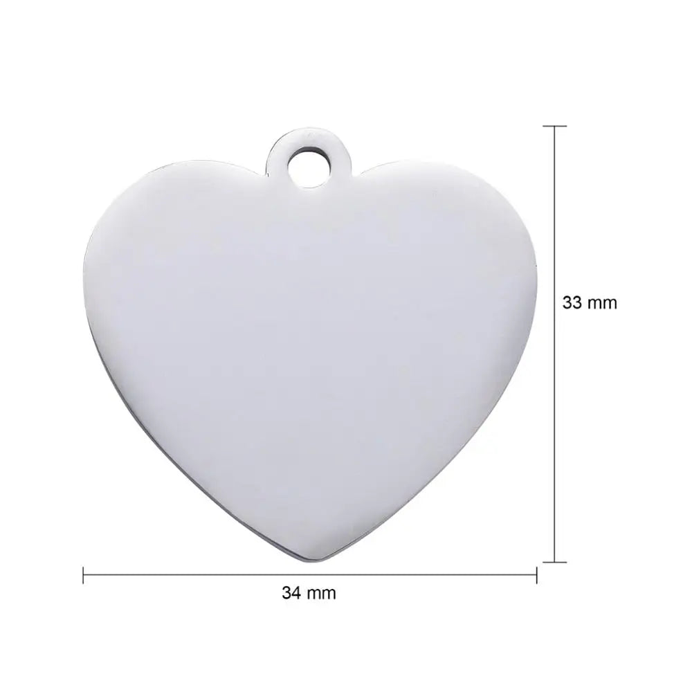 5pcs 304 Stainless Steel Heart Pendants Stamping Tags 33x34x1.8mm