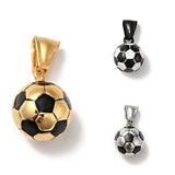 Enamel Soccer Ball Pendant Stainless Steel Sports Football Charm Necklace