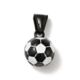 Enamel Soccer Ball Pendant Stainless Steel Sports Football Charm Necklace