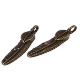 Vintage Feather Pendant Tray 34x8mm Brass Filled Antique Bronze Plated