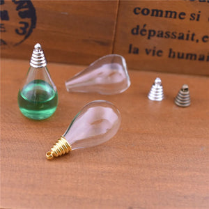 5pcs Glass Drop Vase With Cap Glass Bottle Pendant DIY Jewelry Making
