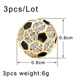 5pcs Football Shape Copper Micro Pave Zircon Beads