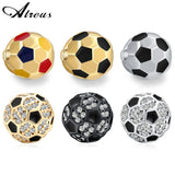 5pcs Football Shape Copper Micro Pave Zircon Beads