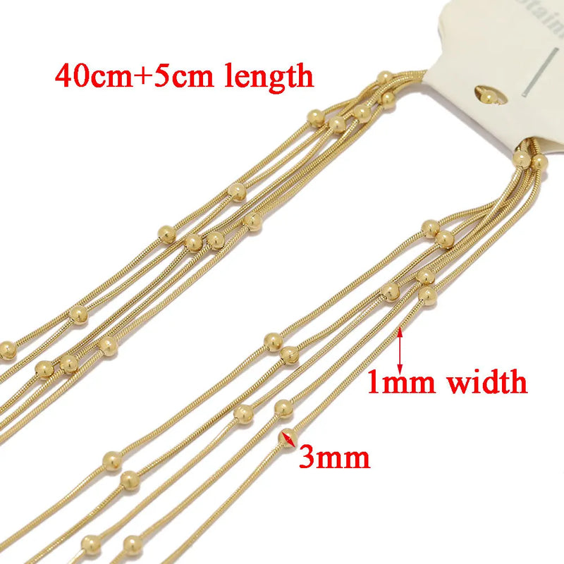 5pcs 40+5cm Stainless Steel Snake Chains Bulk Necklaces DIY Jewelry Chains