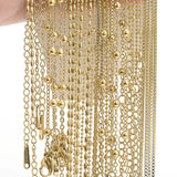 5pcs 40+5cm Stainless Steel Beaded Chains Chokers Necklaces