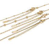 5pcs 40+5cm Stainless Steel Beaded Chains Chokers Necklaces