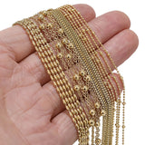 5pcs 40+5cm Stainless Steel Beaded Chains Chokers Necklaces