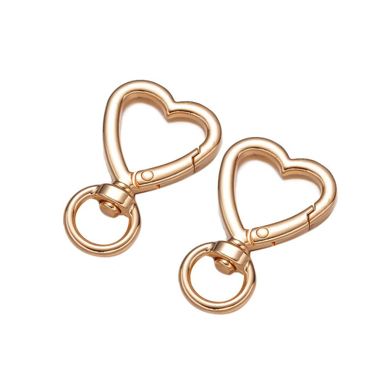 5pcs Heart Swivel Lobster Clasp Keychains Metal Key Holder For Handbag Purse
