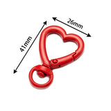 5pcs Heart Swivel Lobster Clasp Keychains Metal Key Holder For Handbag Purse