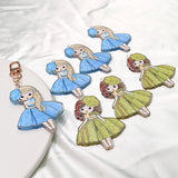 5pcs Beauty Skirt Girl Print Big Pendant Charms for DIY Jewelry Making