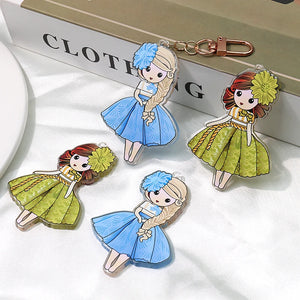 5pcs Beauty Skirt Girl Print Big Pendant Charms for DIY Jewelry Making