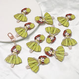 5pcs Beauty Skirt Girl Print Big Pendant Charms for DIY Jewelry Making