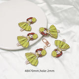5pcs Beauty Skirt Girl Print Big Pendant Charms for DIY Jewelry Making