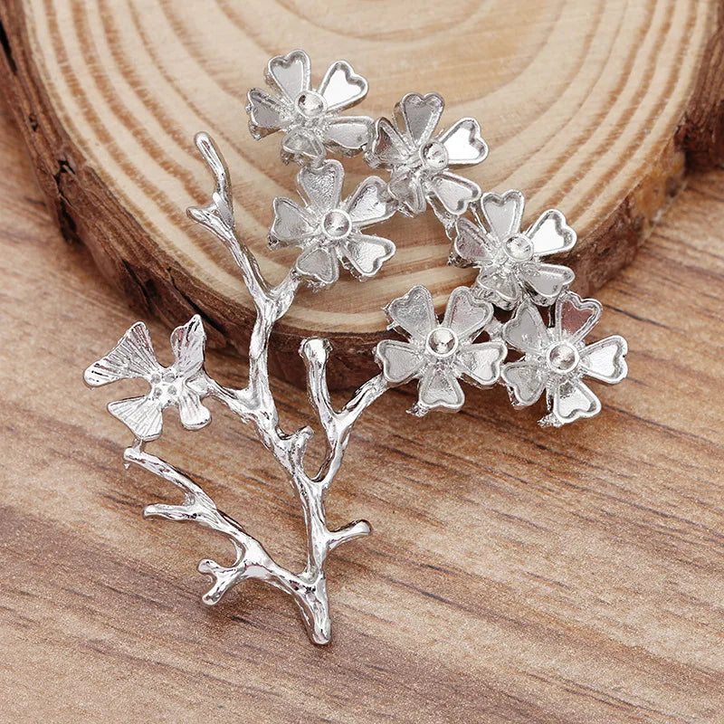 5pcs 52x44mm Hollow Flower Vine Leaf Branch Charms Jewelry DIY