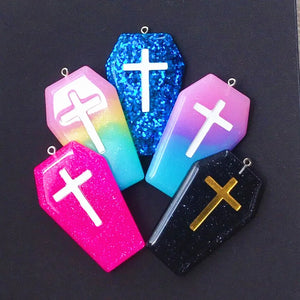 5pcs Coffin Planchette Charms Resin Cabochons DIY Accessory