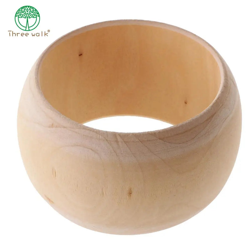 5pcs Unfinished Wide Wooden Bangles Bracelet