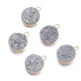 5pcs 6mm Round Crystal Agates Pendant 2mm-13mm Hole Natural Stone Necklace
