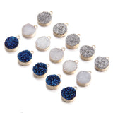 5pcs 6mm Round Crystal Agates Pendant 2mm-13mm Hole Natural Stone Necklace