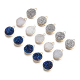5pcs 6mm Round Crystal Agates Pendant 2mm-13mm Hole Natural Stone Necklace