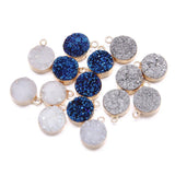 5pcs 6mm Round Crystal Agates Pendant 2mm-13mm Hole Natural Stone Necklace