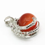5pcs Opal Cat Eye Stone Pendant Charm Jewelry DIY Finding Copper Silver-Color