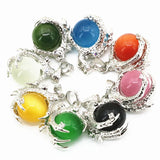 5pcs Opal Cat Eye Stone Pendant Charm Jewelry DIY Finding Copper Silver-Color