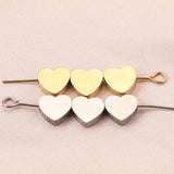 5pcs Heart Beads Gold-Plate Stainless Steel Spacer for DIY Jewelry