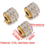 5pcs 8mm Stainless Steel Rhinestone Round Tube Beads Crystal for Jewelry Making