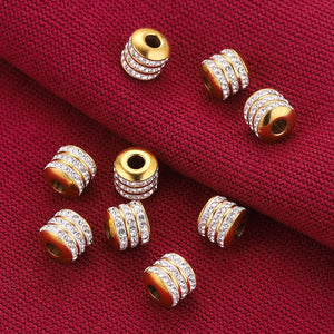 5pcs 8mm Stainless Steel Rhinestone Round Tube Beads Crystal for Jewelry Making