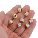 5pcs 8mm Stainless Steel Rhinestone Round Tube Beads Crystal for Jewelry Making